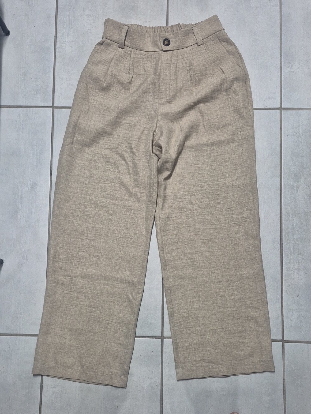 Casual Linen-Blend Pants in Light Beige